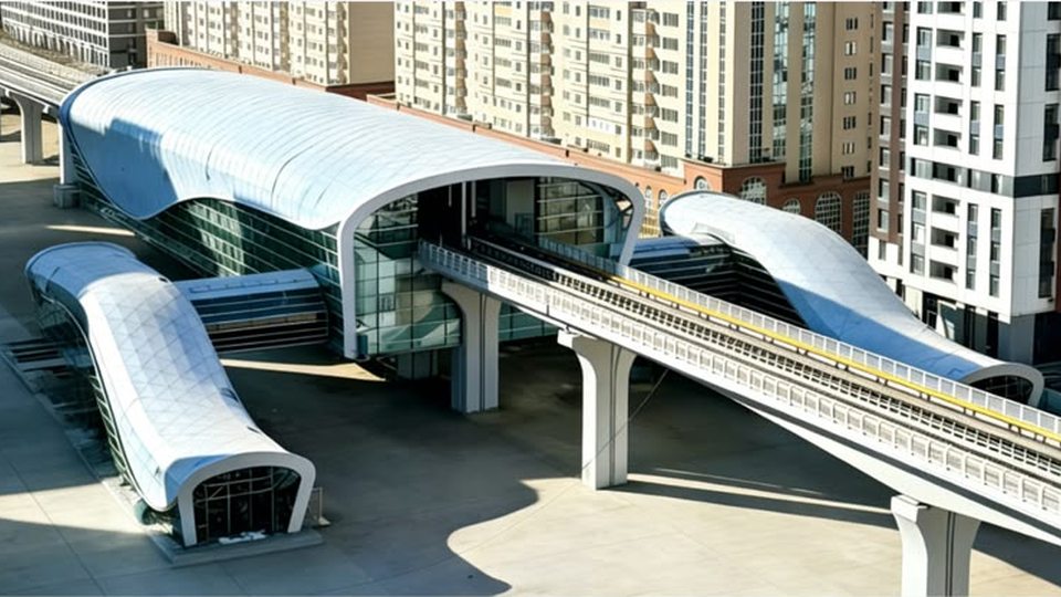 Стальные навесы пяти станций LRT Астаны